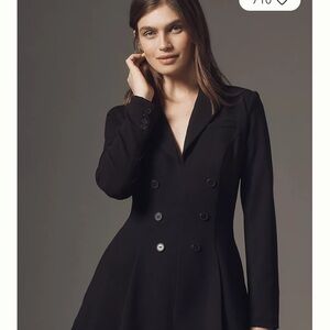 By Anthropologie Long-Sleeve Tuxedo Lace-Hem Rompe